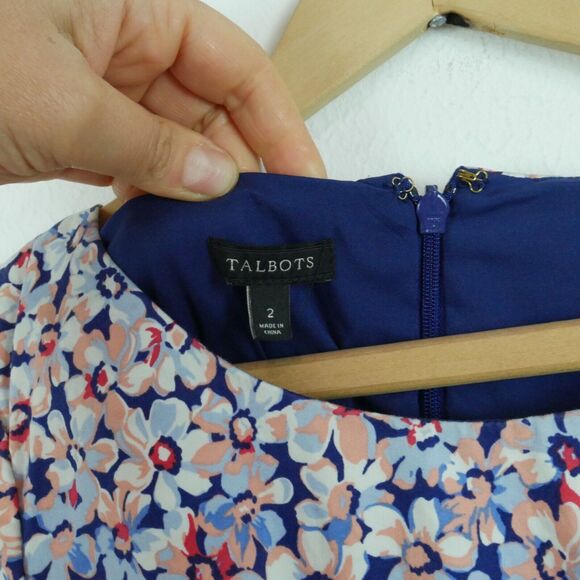 Talbots Size 2 Sheath Dress Floral Bloomcore Spring Preppy Office Career Cotton - Picture 4 of 6